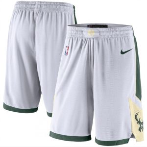 20/21 Men's Milwaukee Bucks Nike White/Hunter Green Association Edition Performance Swingman Stylish Shorts Customizable! Personalize this great jersey.