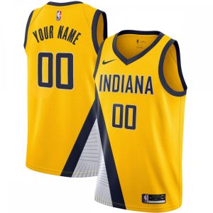 Indiana Pacers Nike 2019/20 Custom Sophisticated Swingman Jersey Yellow Statement Edition Team spirit! Show it off with this awesome jersey.
