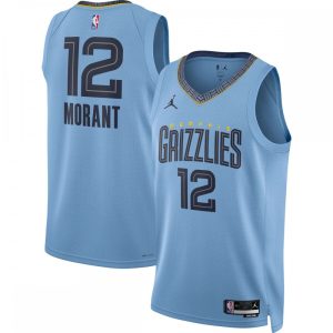 Ja Morant Memphis Grizzlies Jordan Brand 2022/23 Statement Elegant Edition Swingman Jersey Light Blue High - demand item! Order this sought - after jersey immediately.