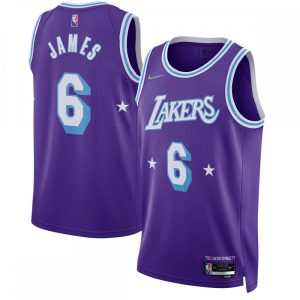 LeBron James Los Angeles Fabulous Lakers Nike 2021/22 Swingman Jersey City Edition Purple Collector's item! A rare addition to any collection.