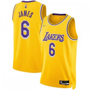 LeBron James Los Angeles Lakers Nike 2021/22 High - quality Diamond Swingman Jersey Icon Edition Gold Gift idea! Surprise a sports fan with this amazing jersey.