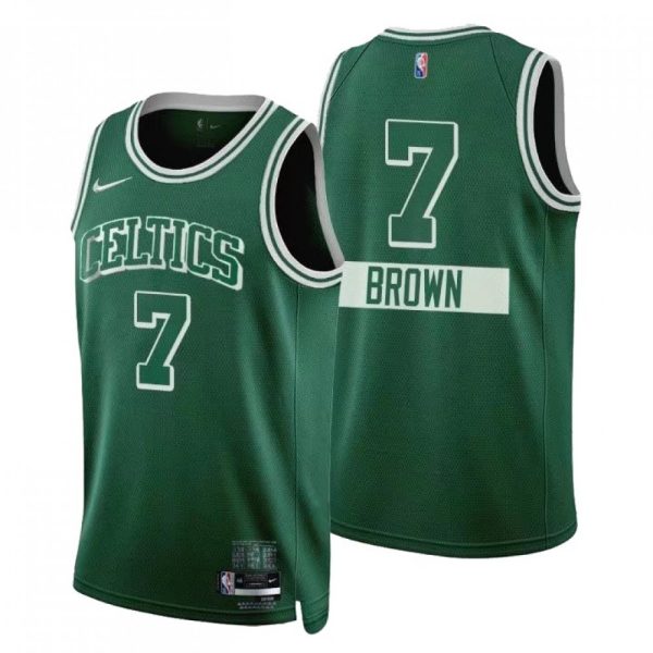 Men's Boston Celtics Jaylen Brown Impressive #7 Nike Green 2021/22 Swingman Jersey City Edition Collectors