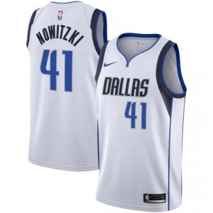 Men's Dallas Mavericks Dirk Nowitzki #41 Nike White Swingman Jersey Alluring Association Edition High - demand item! Order this sought - after jersey immediately.