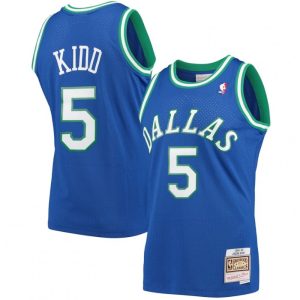 Men's Dallas Mavericks Jason Exquisite Kidd #5 Throwback Blue 1994 95 Hardwood Classics Jersey Flash sale! Snag this great jersey at a discounted price.
