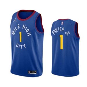 Men's Denver Nuggets Michael Porter Jr. #1 Jordan Blue 2020/21 Swingman Striking Jersey Statement Edition Exclusive design! Own a jersey like no other.