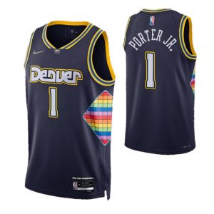 Men's Denver Nuggets Porter Jr #1 Nike Navy 2021/22 Swingman NBA Jersey City Edition Unique Exclusive design! Own a jersey like no other.