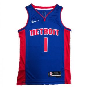 Men's Detroit Pistons Allen Notable Iverson #1 Nike Blue 2021/22 Swingman NBA Jersey Icon Edition Collector's item! A rare addition to any collection.
