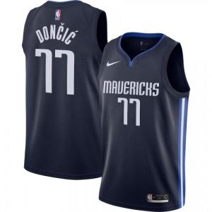 Men's Elegant Dallas Mavericks Luka Doncic #77 Navy Finished Swingman Jersey Statement Editon Stand out from the crowd! Wear this eye - catching jersey.