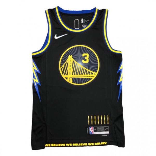 Men's Golden State Superb Warriors Jordan Poole #3 Black 2021/22 Swingman Jersey City Edition - Image 2
