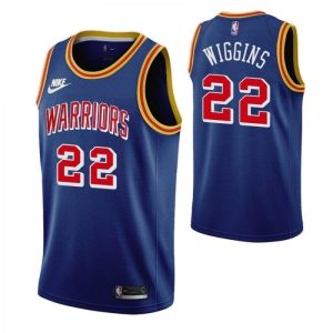 Men's Golden State Warriors Stunning Andrew Wiggins #22 Blue 2021/22 75th Anniversary Jersey Classic Edition High - demand item! Order this sought - after jersey immediately.