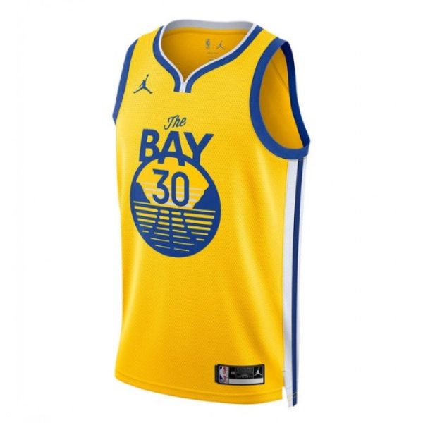 Men's Golden Stunning State Warriors Stephen Curry #30 Jordan Gold 2020/21 Swingman Jersey Statement Edition - Image 3