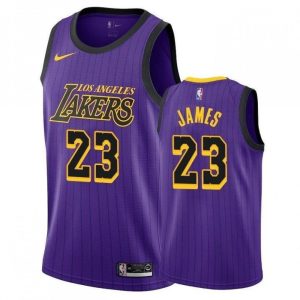 Men's Los Angeles Lakers LeBron Premium - grade James #23 Nike Purple 2018/19 Swingman Jersey City Edition Stand out from the crowd! Wear this eye - catching jersey.