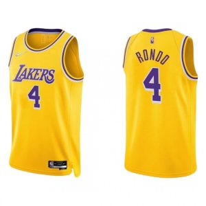 Men's Los Angeles Lakers Rajon Rondo #4 Marvelous Nike Gold 2021/22 Swingman Jersey Icon Edition Limited stock! Be quick and grab this must - have jersey to support your team.