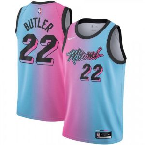 Men's Miami Heat Jimmy Butler #22 Blue&Pink High - quality 20/21 Swingman Jersey City Edition Sports fans