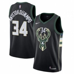 Men's Milwaukee Bucks Giannis Antetokounmpo #34 Black Swingman Jersey Statement Top - notch Edition Limited stock! Be quick and grab this must - have jersey to support your team.