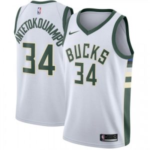 Men's Milwaukee Bucks Giannis Antetokounmpo #34 White Swingman Jersey Unique Association Edition Collectors