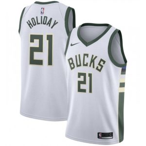 Men's Milwaukee Bucks Jrue Holiday #21 Nike White Elegant 2020/21 Swingman Jersey Association Edition Celebrate your team! Order this commemorative jersey.