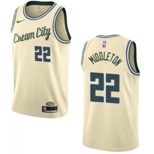 Men's Milwaukee Bucks Khris Middleton #22 Nike White Phenomenal Cream Swingman Jersey City Edition Sports enthusiasts