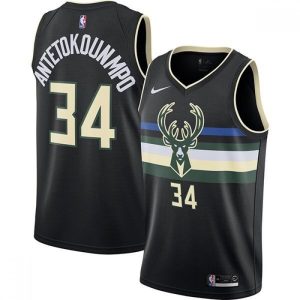 Men's Milwaukee Bucks Premium Giannis Antetokounmpo #34 Black 2020 Swingman Jersey Statement Edition High - demand item! Order this sought - after jersey immediately.