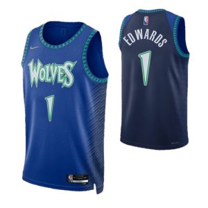 Men's Minnesota Timberwolves Anthony Unique Edwards #1 Nike Blue 2021/22 Swingman NBA Jersey City Edition New arrival! Check out this fresh and exciting jersey.