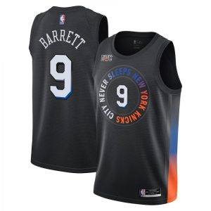 Men's New York Knicks RJ Premium - grade Barrett #9 Nike Black 2020/21 Swingman Jersey City Edition Gift idea! Surprise a sports fan with this amazing jersey.