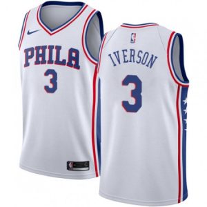 Men's Philadelphia 76ers Allen Iverson #3 Nike White Swingman Jersey Association Captivating Edition Exclusive design! Own a jersey like no other.