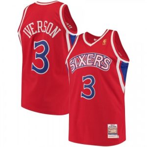 Men's Philadelphia 76ers Allen Iverson #3 Throwback Red Hardwood Classics Jersey Unique Celebrate your team! Order this commemorative jersey.