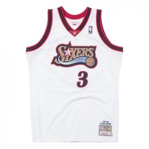 Men's Philadelphia 76ers Gorgeous Allen Iverson #3 Throwback White 1997 98 Hardwood Classics Jersey Sports enthusiasts