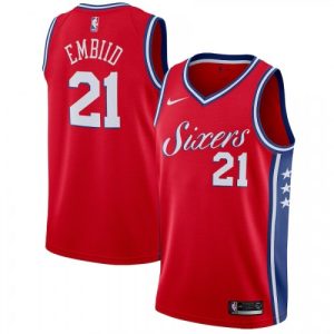 Men's Philadelphia 76ers Joel Embiid #21 Premium - grade Red Swingman Jersey Statement Edition Be a part of the action! Get this game - ready jersey.