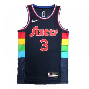 Men's Philadelphia 76ers Premium Allen Iverson #3 Nike Navy 2021/22 Swingman NBA Jersey City Edition Sports enthusiasts