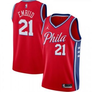 Men's Philadelphia Enchanting 76ers Joel Embiid #21 Jordan Red 2021 Swingman Jersey Statement Edition Limited stock! Be quick and grab this must - have jersey to support your team.