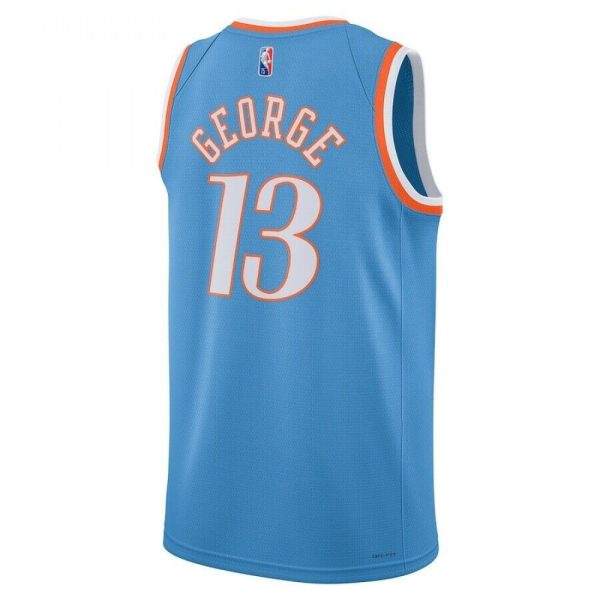 Men's Prime Los Angeles Clippers Paul George #13 Nike Blue 2021 Diamond Swingman Jersey City Edition - Image 3