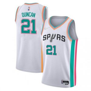 Men's San Antonio Spurs Tim Duncan #21 Nike White 2021/22 Swingman Jersey City Enchanting Edition Experience luxury! Order this high - end jersey.