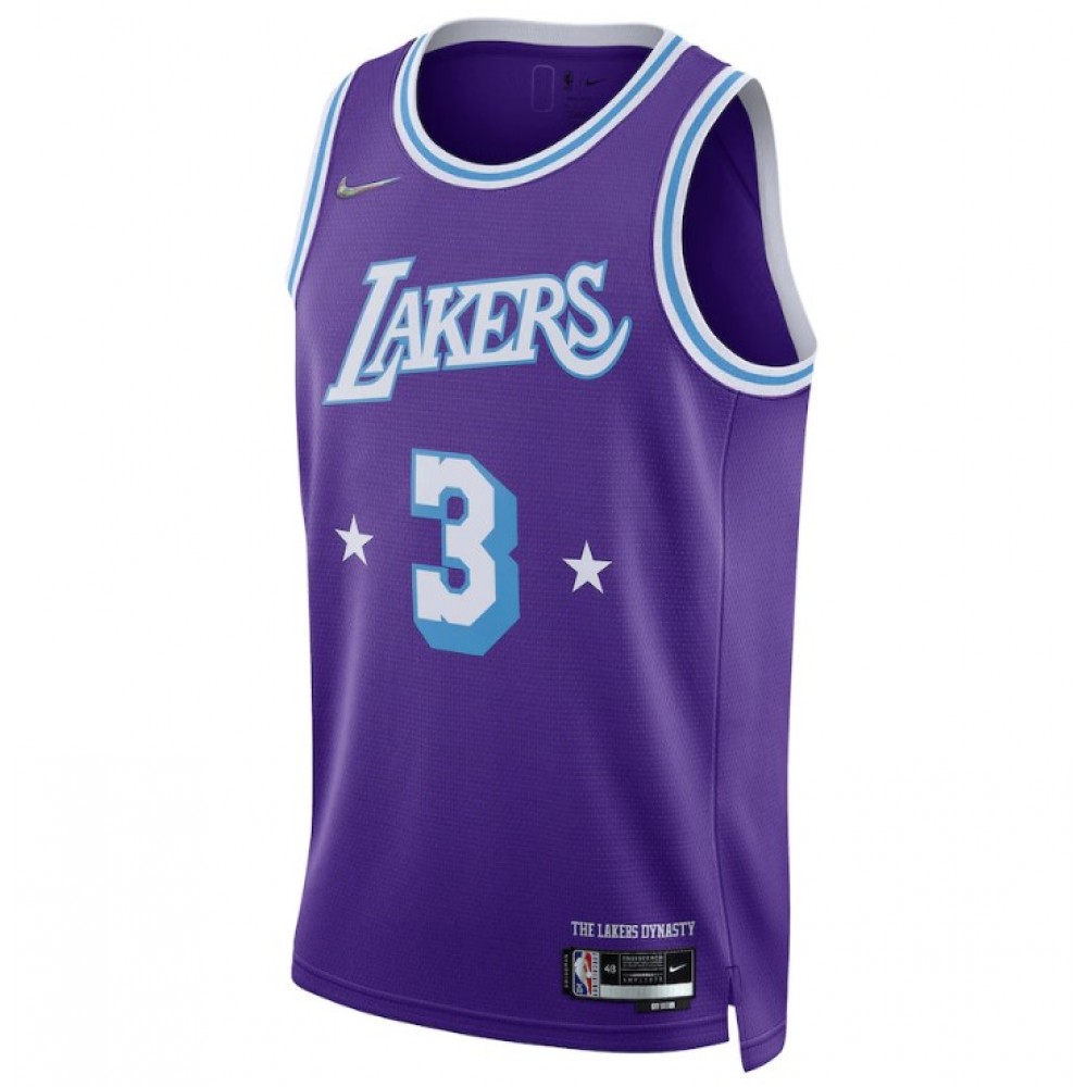 Men's Sophisticated LosAngeles Lakers Anthony Davis #3 Nike Purple 2021/22 Swingman NBA Jersey City Edition - Image 3