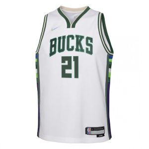 Men's Top - notch Milwaukee Bucks Jrue Holiday #21 Nike White 2021/22 Swingman NBA Jersey City Edition Collector's item! A rare addition to any collection.