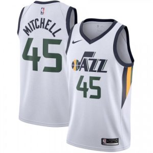 Men's Utah Jazz Donovan Mitchell #45 Nike White High - quality Swingman Jersey Association Edition Be a part of the action! Get this game - ready jersey.