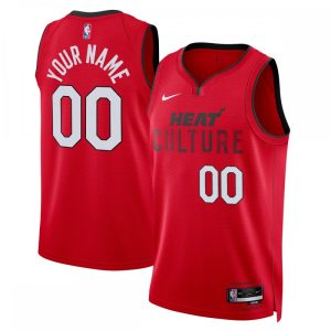Miami Unique Heat Nike Unisex 2024/25 Custom Swingman Jersey City Edition Red Exclusive design! Own a jersey like no other.