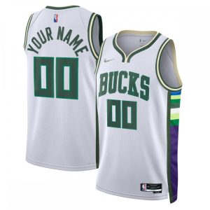 Milwaukee Bucks Nike 2021/22 Swingman Custom Jersey Striking City Edition White For a short time only! Don't miss out on this fantastic jersey.