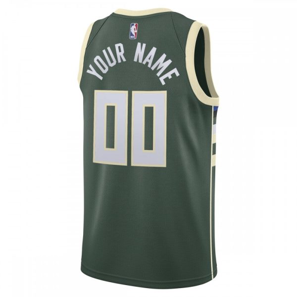 Milwaukee Bucks Nike Swingman Custom Jersey Green Icon Edition Outstanding - Image 3