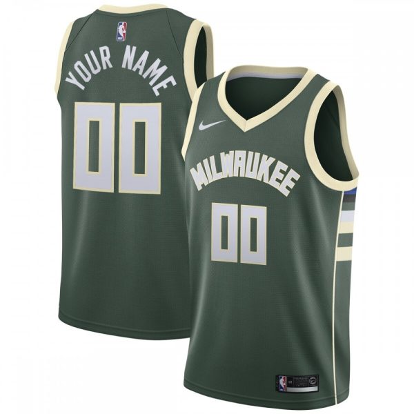 Milwaukee Bucks Nike Swingman Custom Jersey Green Icon Edition Outstanding Collectors