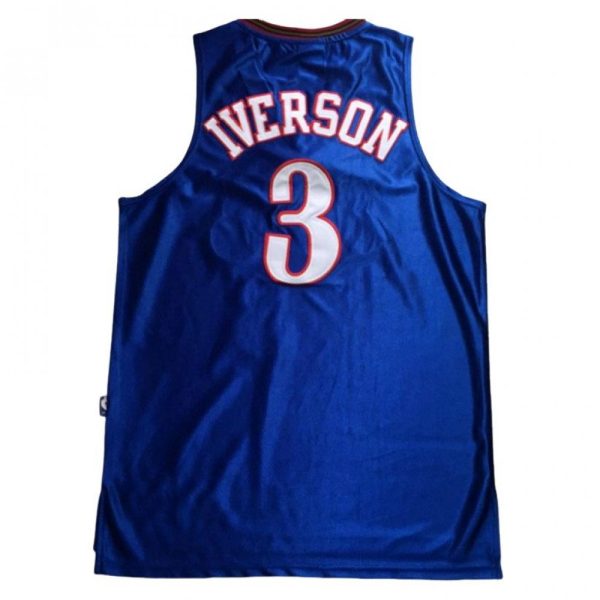 Philadelphia 76ers Allen Iverson #3 Enchanting Throwback Blue Champions Jersey - Image 2