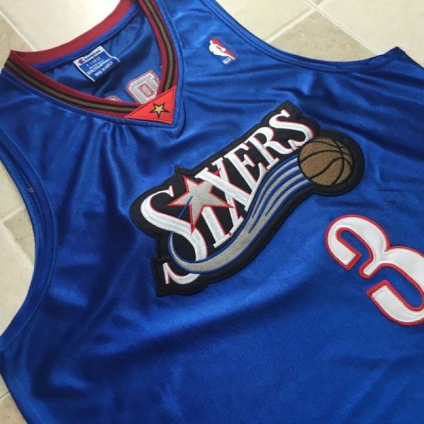 Philadelphia 76ers Allen Iverson #3 Enchanting Throwback Blue Champions Jersey - Image 3