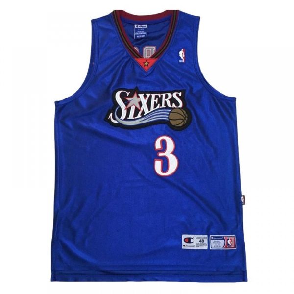 Philadelphia 76ers Allen Iverson #3 Enchanting Throwback Blue Champions Jersey Team spirit! Show it off with this awesome jersey.