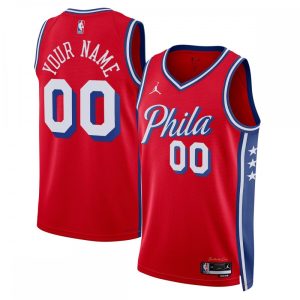 Philadelphia 76ers Jordan Outstanding Brand Unisex 2022/23 Swingman Custom Jersey Statement Edition Red Gift idea! Surprise a sports fan with this amazing jersey.