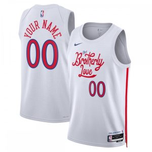 Philadelphia 76ers Nike Unisex 2022/23 Dashing Swingman Custom Jersey City Edition White Team spirit! Show it off with this awesome jersey.