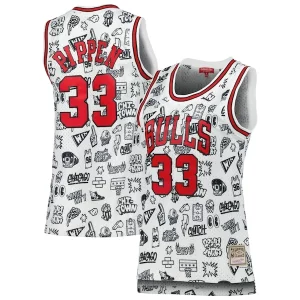 Scottie Pippen High - quality Chicago Bulls Women's 1997 Doodle Swingman Jersey White Limited edition! Don't miss your chance to own this unique jersey.